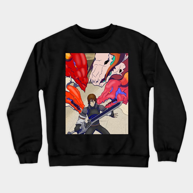 Dragon with Silent Protagonist Crewneck Sweatshirt by Adastumae